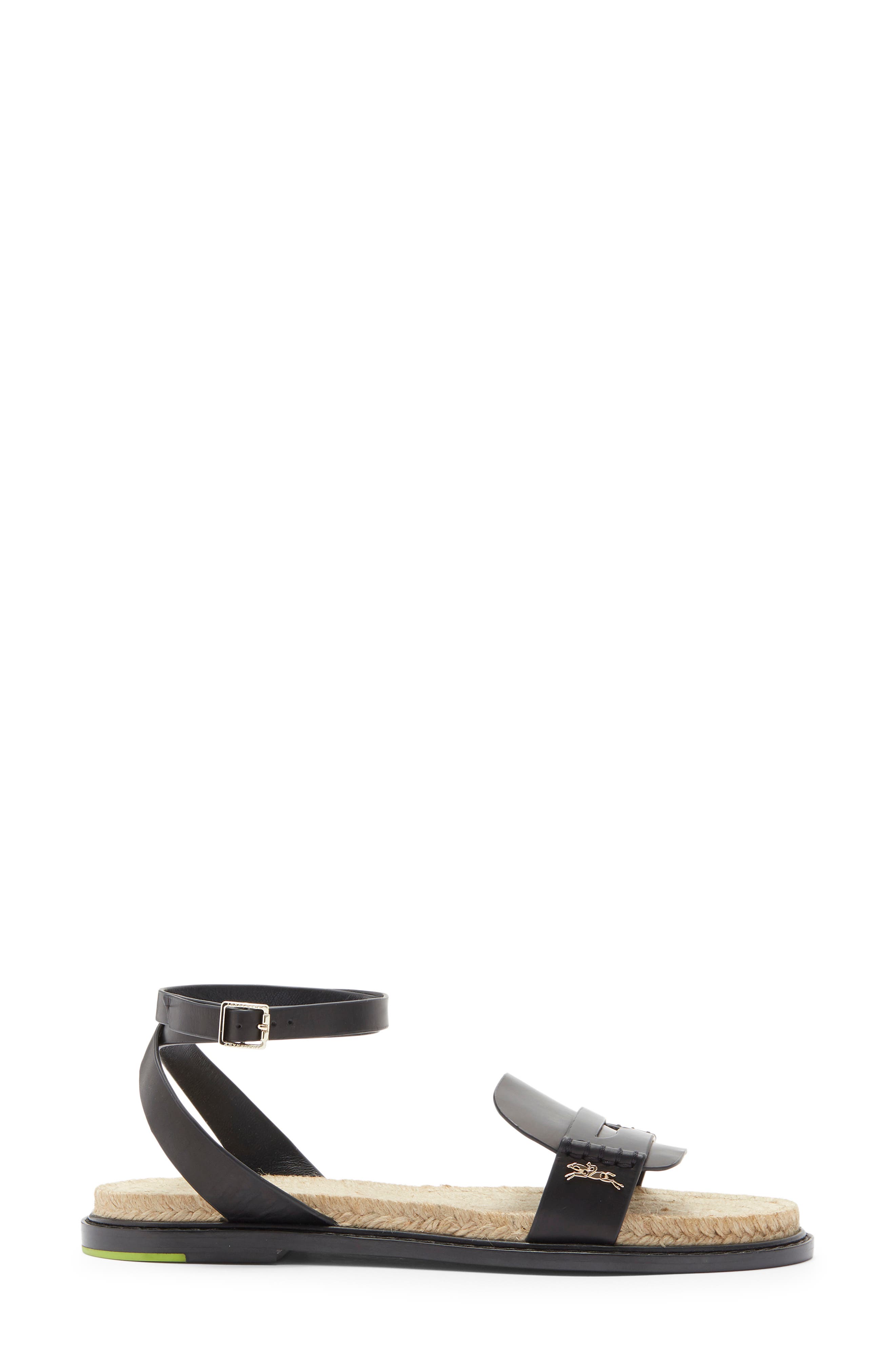 Longchamp Jute Sandal, Alternate, color, Black