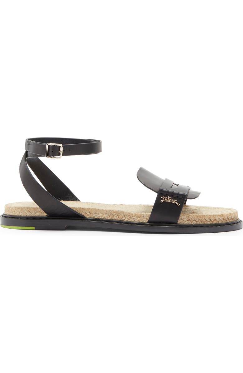 Longchamp Jute Sandal, Alternate, color, Black