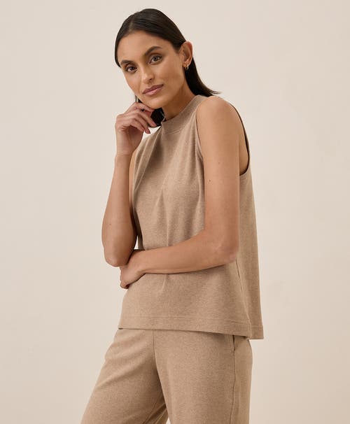 Pact Organic Cotton Airplane Mock Neck Shell In Sesame Heather