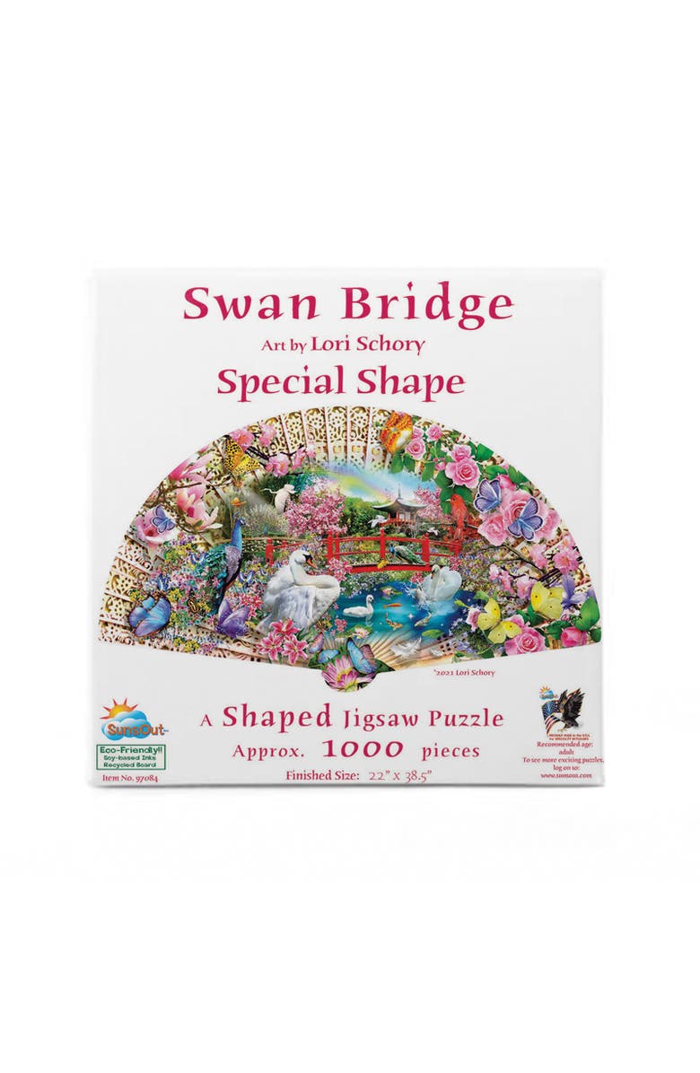 Sunsout Swan Bridge 1000 piece Jigsaw Puzzle for Adults Special Shape, Alternate, color, Multicolor