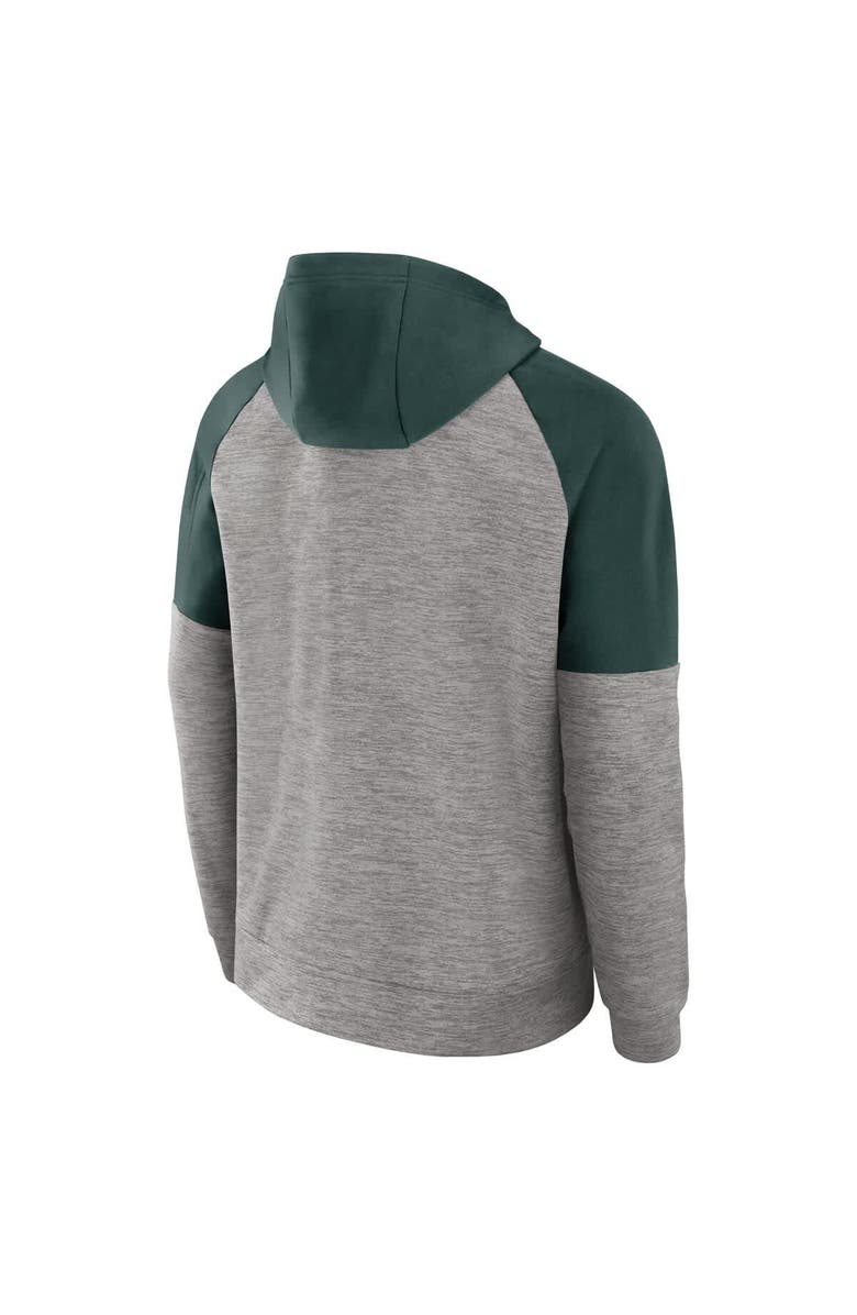 Nike Men's Nike Heather Gray Michigan State Spartans Fitness Raglan Performance Full-Zip Hoodie, Alternate, color, Heather Gray