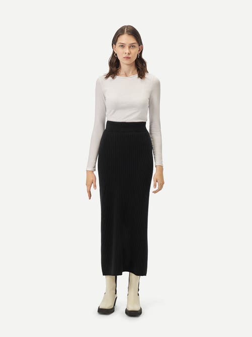 Gobi Mongolian Cashmere Cashmere Midi Skirt In Black