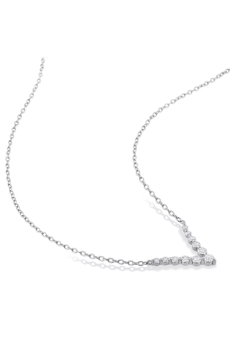 Lab-Grown Diamond Graduated V Necklace, Alternate, color, Sterling silver