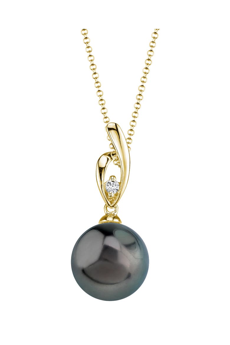 Tahitian South Sea Pearl & Diamond Lois Pendant, Main, color, Yellow Gold