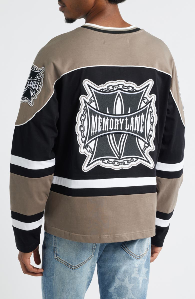 MEMORY LANE Oversize M Shield Hockey Jersey, Alternate, color, Black