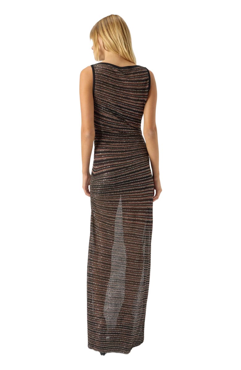 Missoni Long Dress With Boat Neck, Alternate, color, Black 
Brown