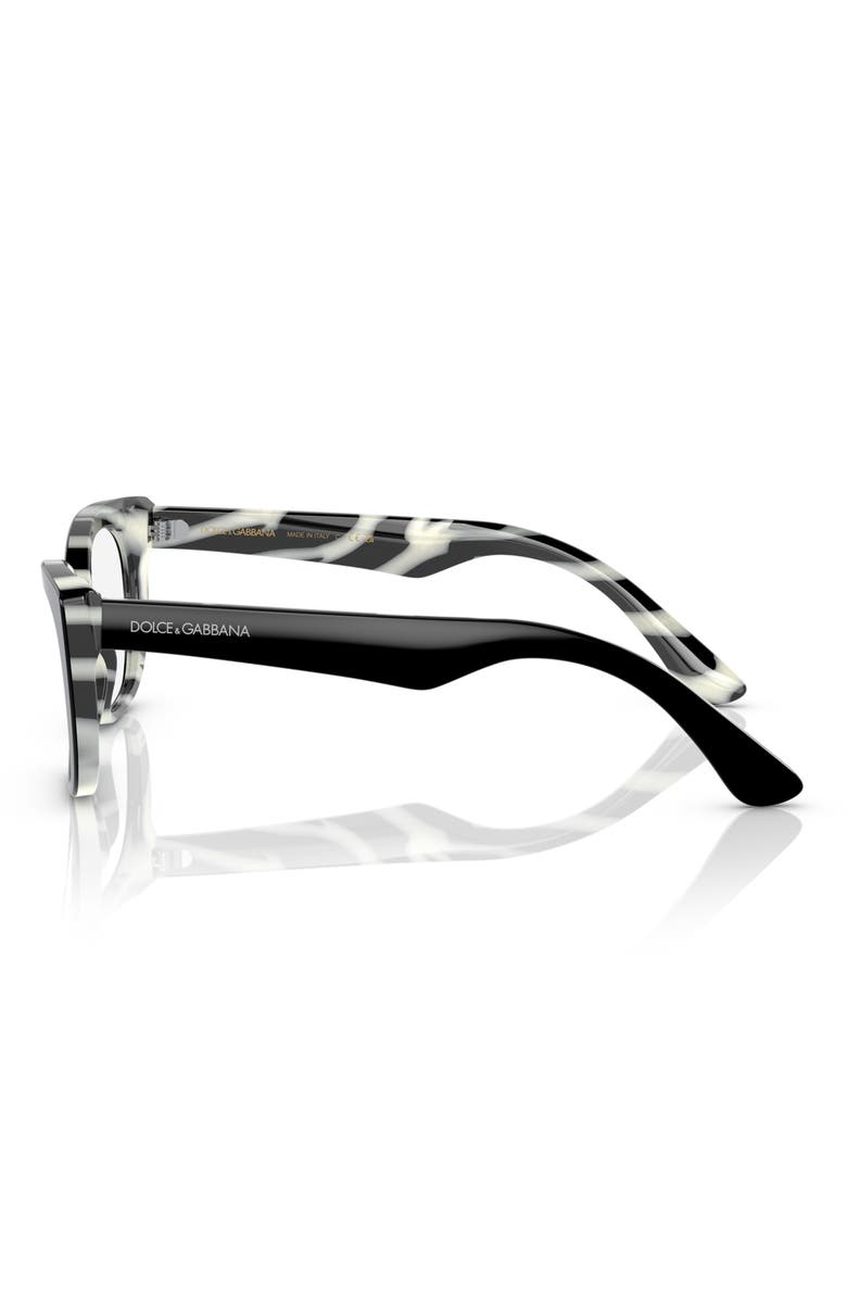 Dolce&Gabbana Kids' 47mm Small Cat Eye Sunglasses, Alternate, color, Black On Zebra / Demo Lens