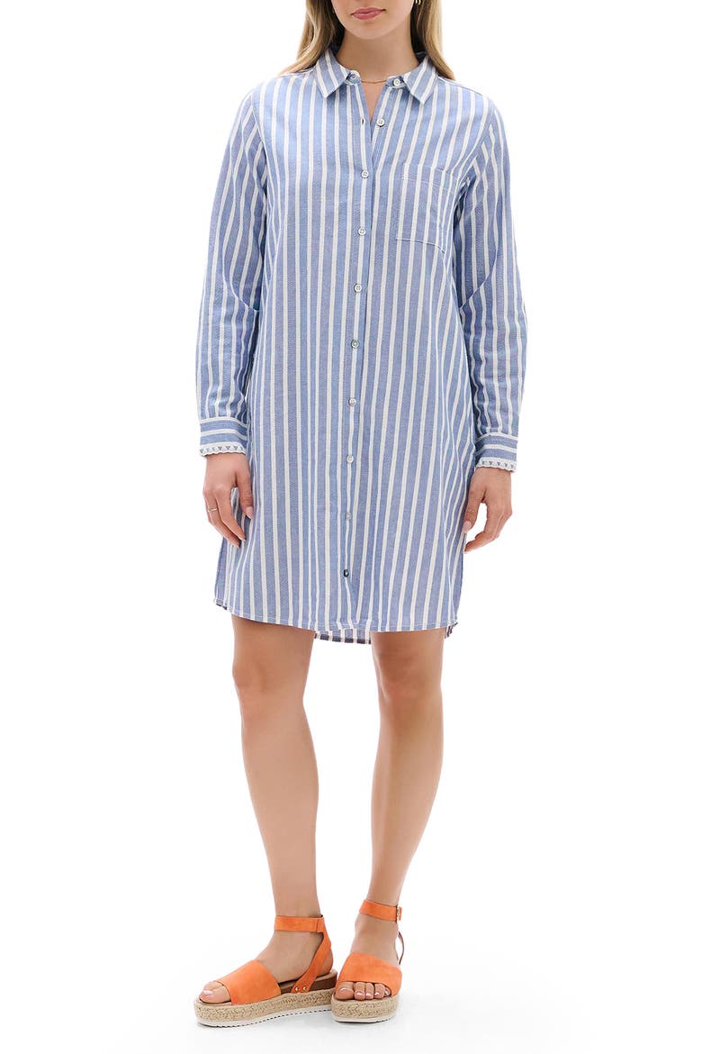 Julia Stripe Shirtdress, Main, color, BLUE