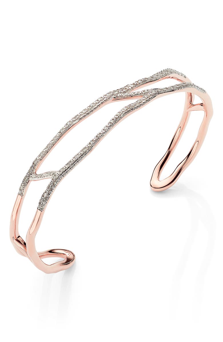 Monica Vinader Riva Waterfall Diamond Cuff Bracelet, Main, color, 