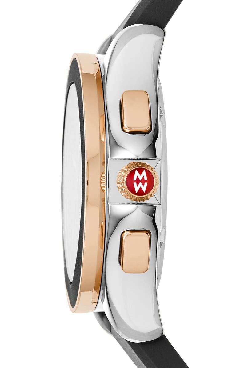 MICHELE Cape Chronograph Silicone Strap Watch, 34mm, Alternate, color,
