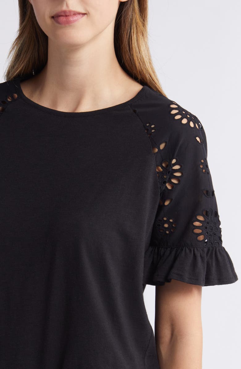 Caslon<sup>®</sup> Eyelet Sleeve T-Shirt, Alternate, color, 