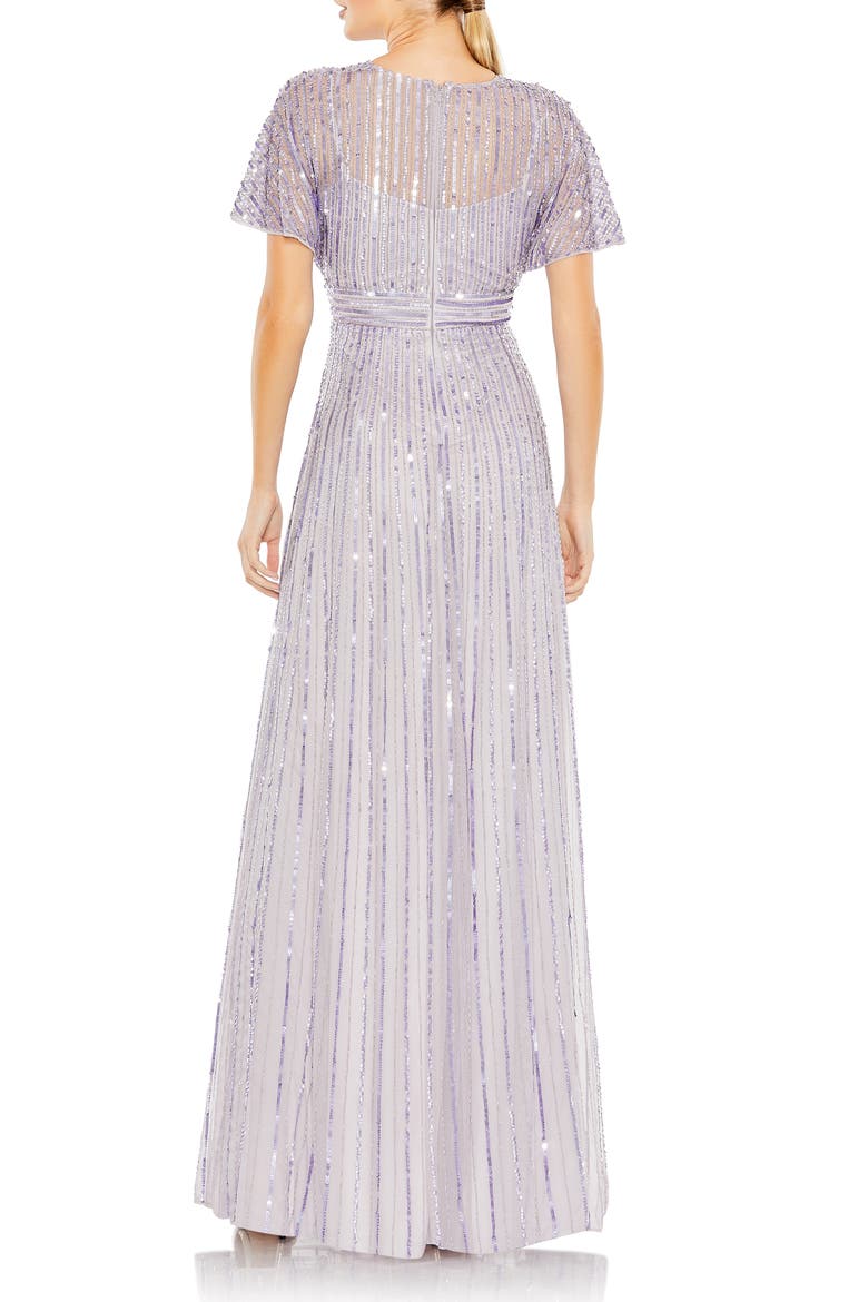 Sequined Butterfly Sleeve A Line Gown, Alternate, color, LAVENDER