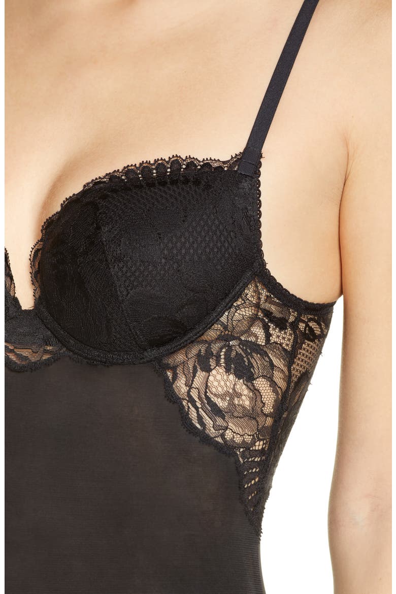 Brigitta Padded Underwire Bodysuit, Alternate, color, BLACK