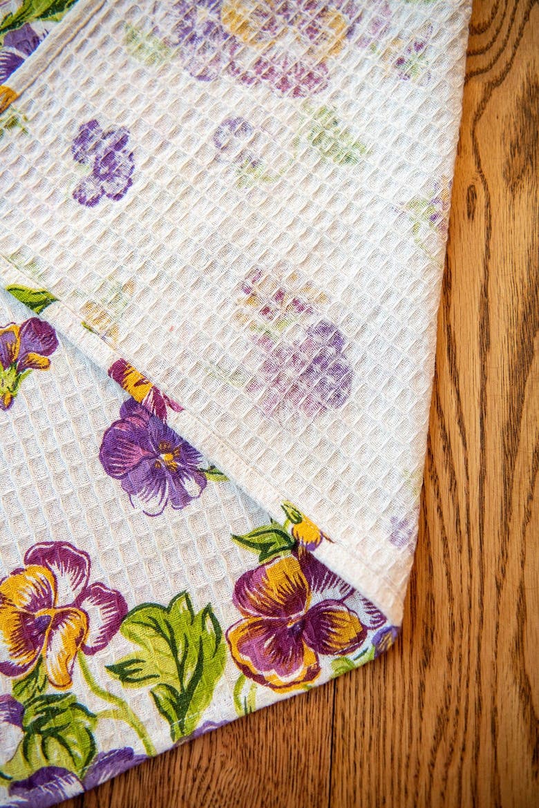 Pansies Tea Towels, Set of 2, Alternate, color, Ecru