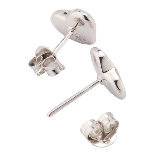 Jan Leslie Heart Stud Earring Set In Sterling Silver In Metallic