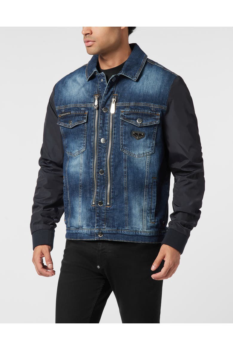 Composed Denim Zip Jacket College Men, Main, color, DeepOcean