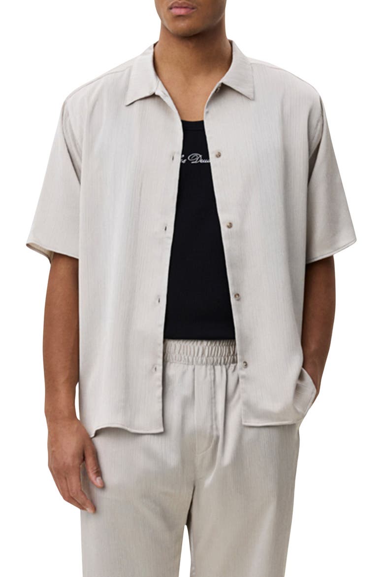 Plissé Camp Shirt, Main, color, LIGHT SAND