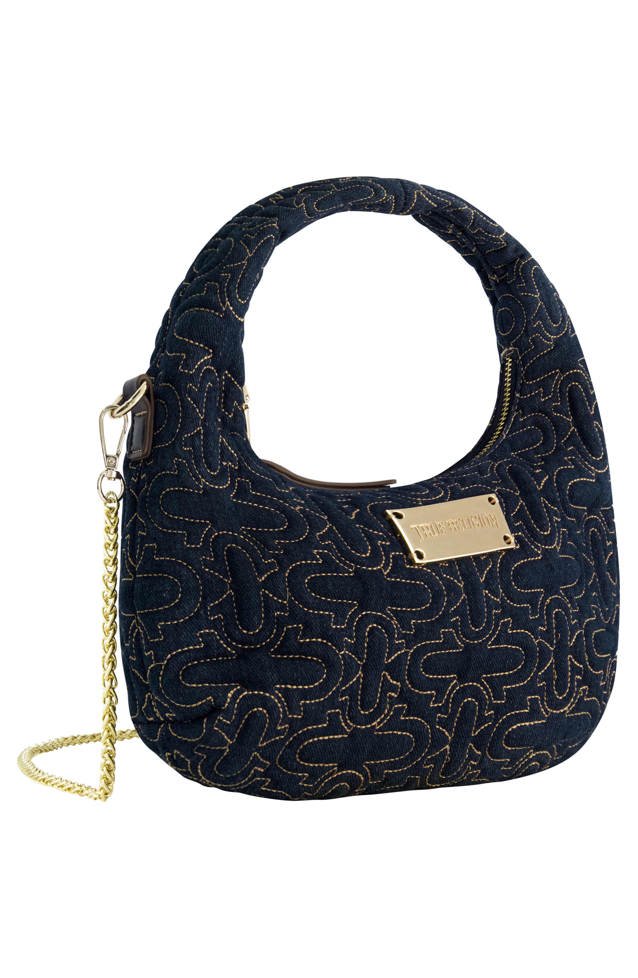 True Religion Quilted Hand Bag, Alternate, color, Denim