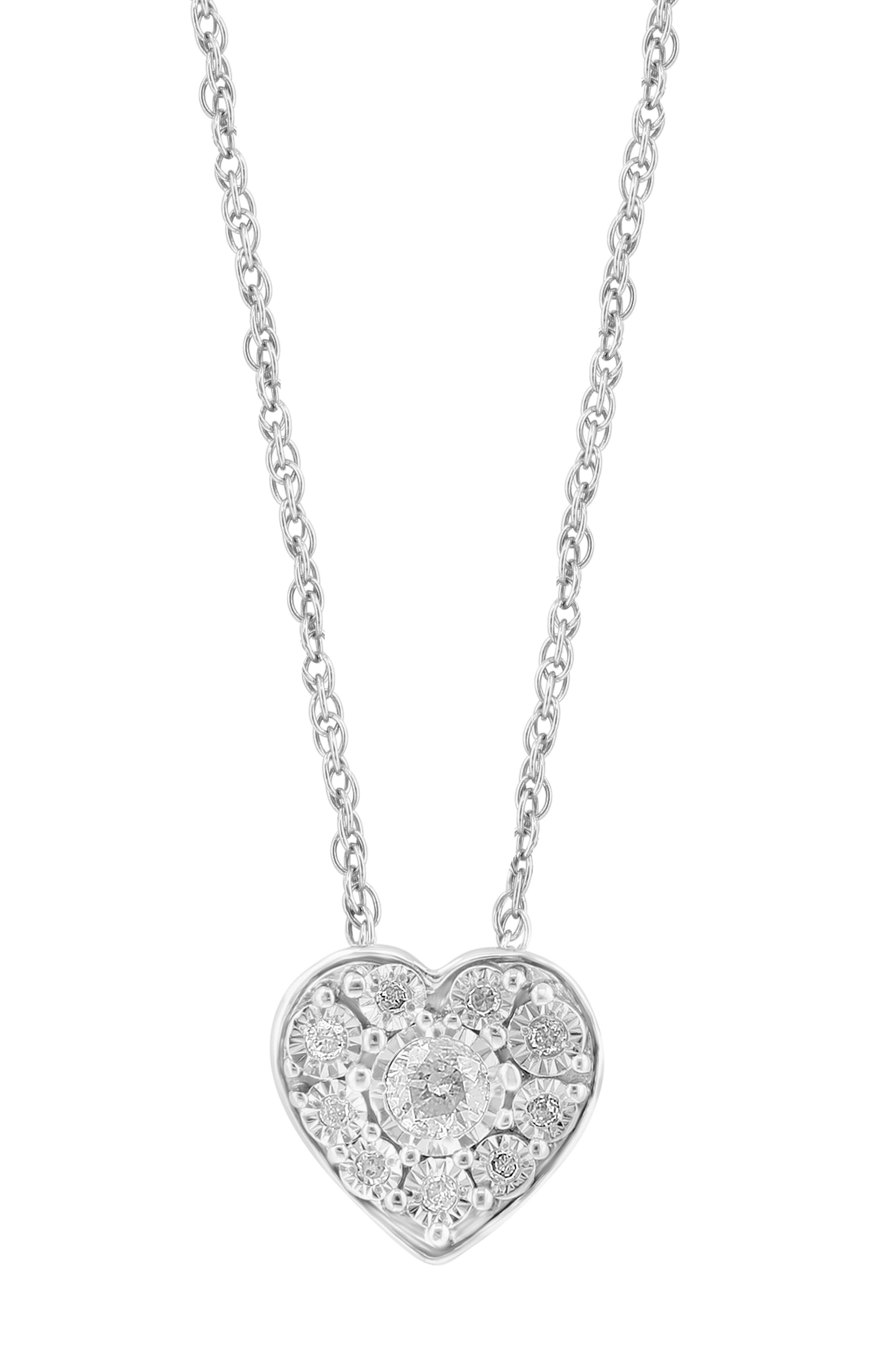 EFFY Sterling Silver Diamond Heart Pendant Necklace - 0.67 ctw.