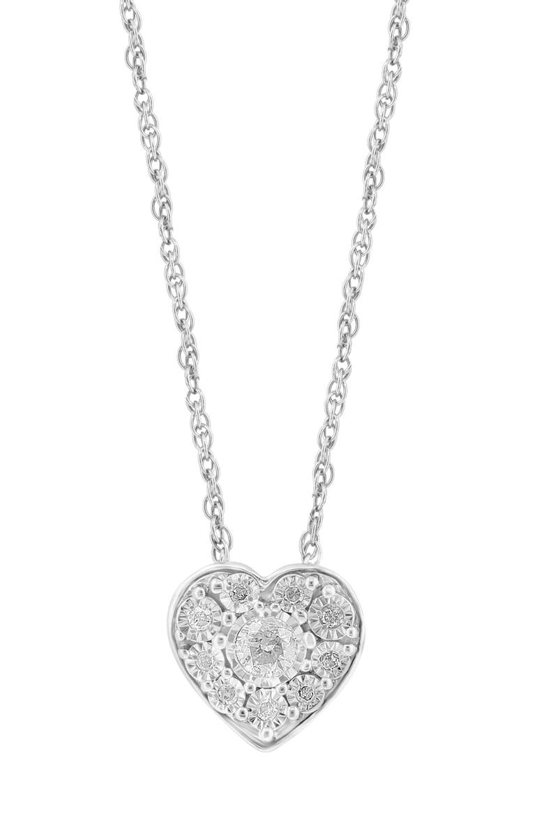 Sterling Silver Diamond Heart Pendant Necklace - 0.67 ctw., Main, color, WHITE
