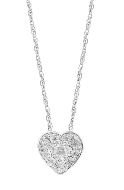 Sterling Silver Diamond Heart Pendant Necklace - 0.67 ctw.