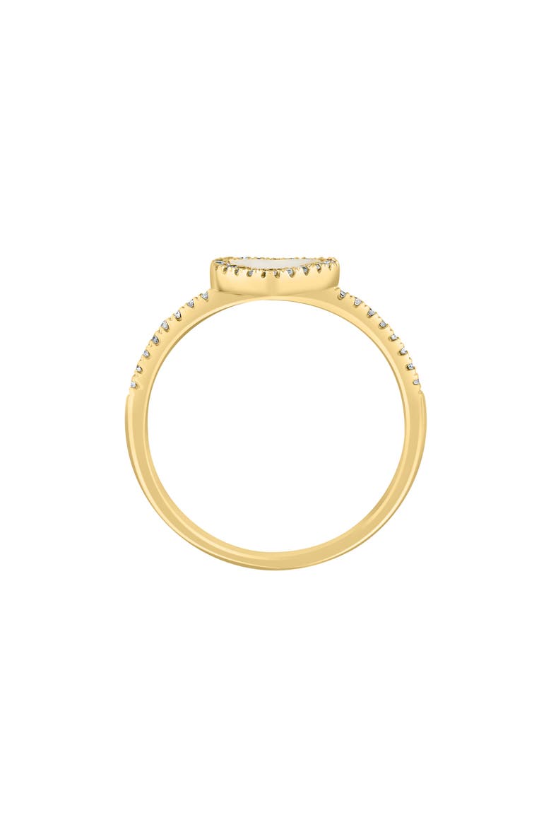 Diamond Pavé Mother of Pearl Heart Shaped Ring - 0.17ct, Alternate, color, WHITE