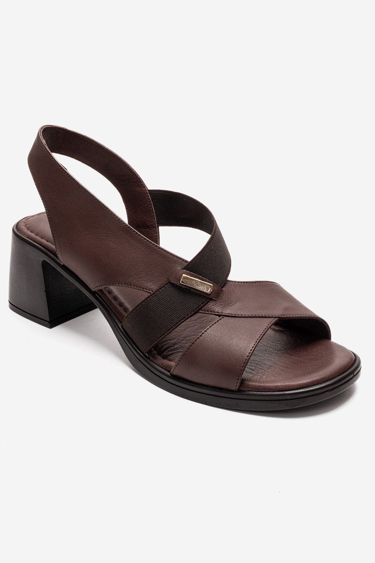 Crina Elasticated Leather Chunky Heel Sandal, Alternate, color, Brown