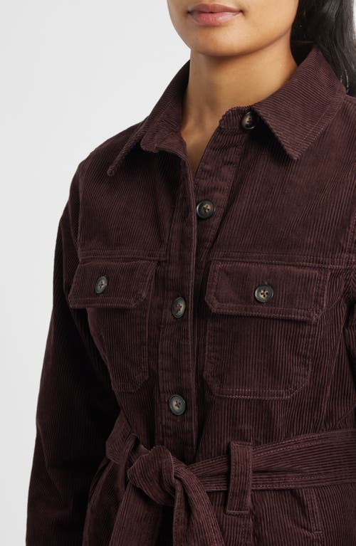 Wit & Wisdom Long Sleeve Corduroy Shirtdress In Burgundy