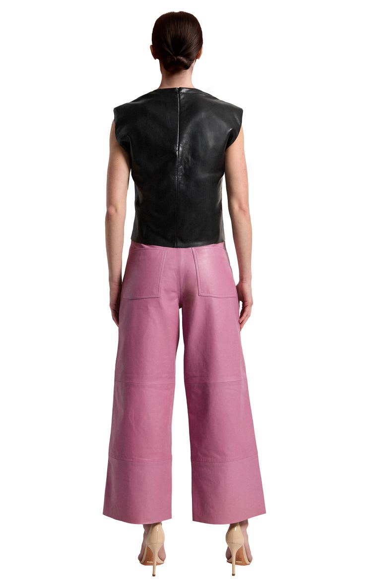 Ruby Leather Wide Leg Jeans, Alternate, color, Mauve