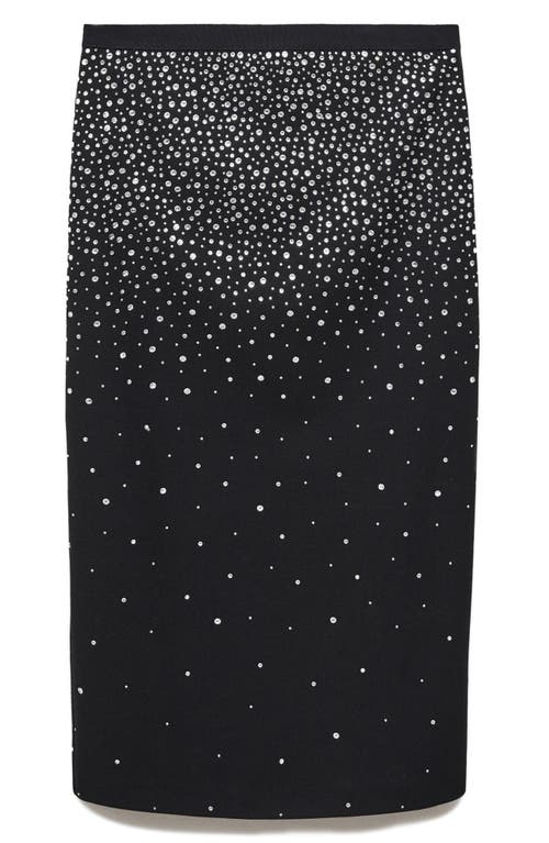 Mango Jess Rhinestone Embellished Midi Skirt In Black