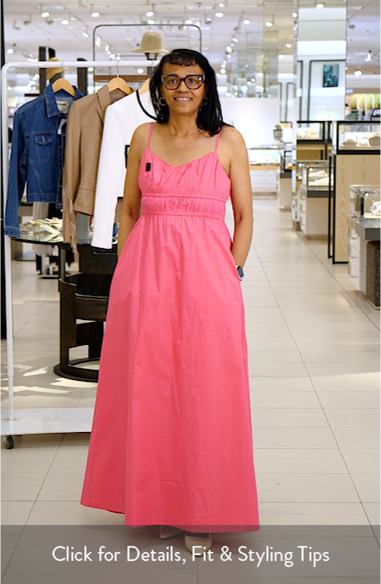 Ruched Cotton Poplin Maxi Dress, sales video thumbnail