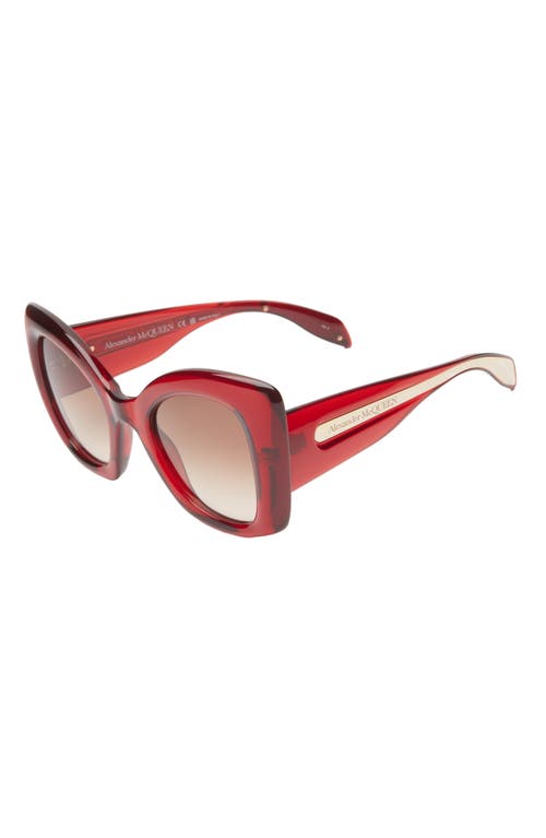 Alexander Mcqueen Mcqueen 53mm Cat Eye Sunglasses In Red Red Brown