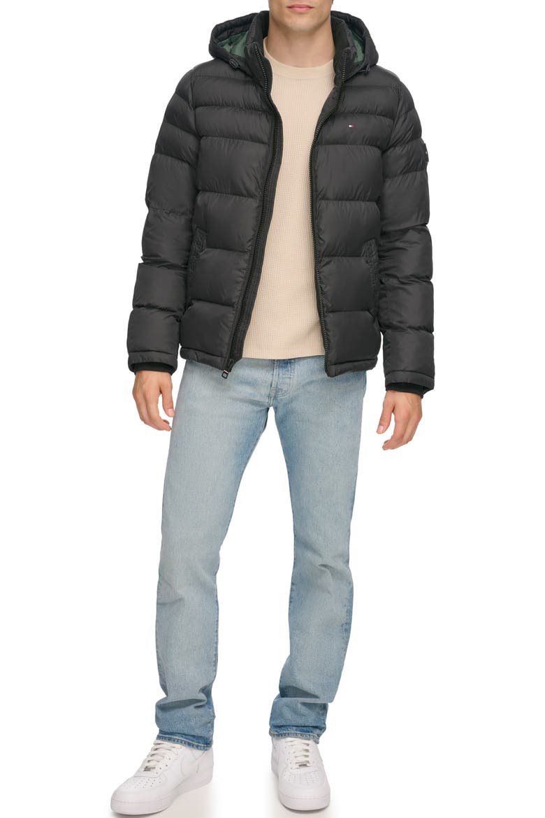 Hooded Puffer Jacket, Alternate, color, BLACK
