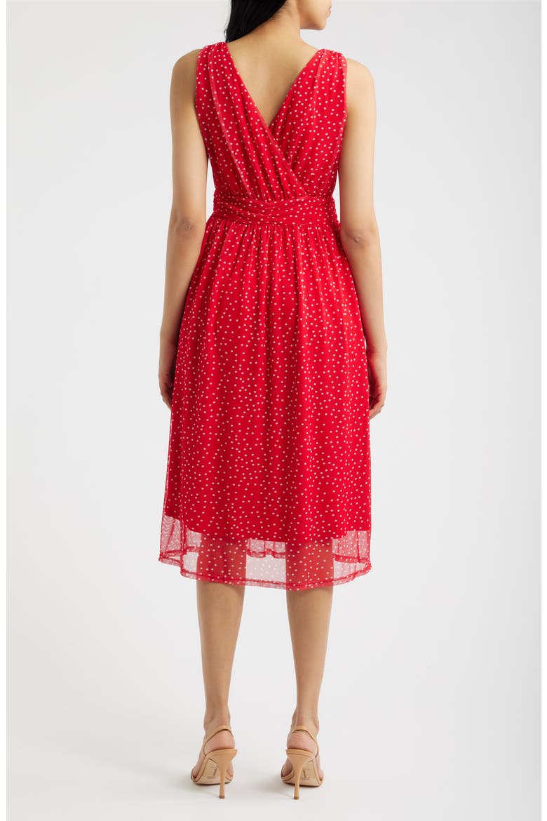 Cross Mesh Midi Dress, Alternate, color, RED