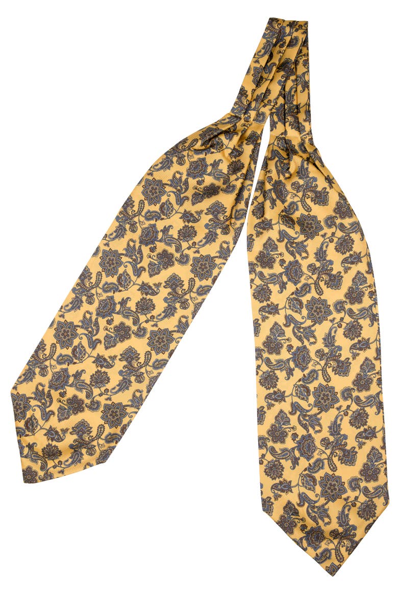 Turano - Silk Ascot Cravat Tie for Men, Alternate, color, Yellow