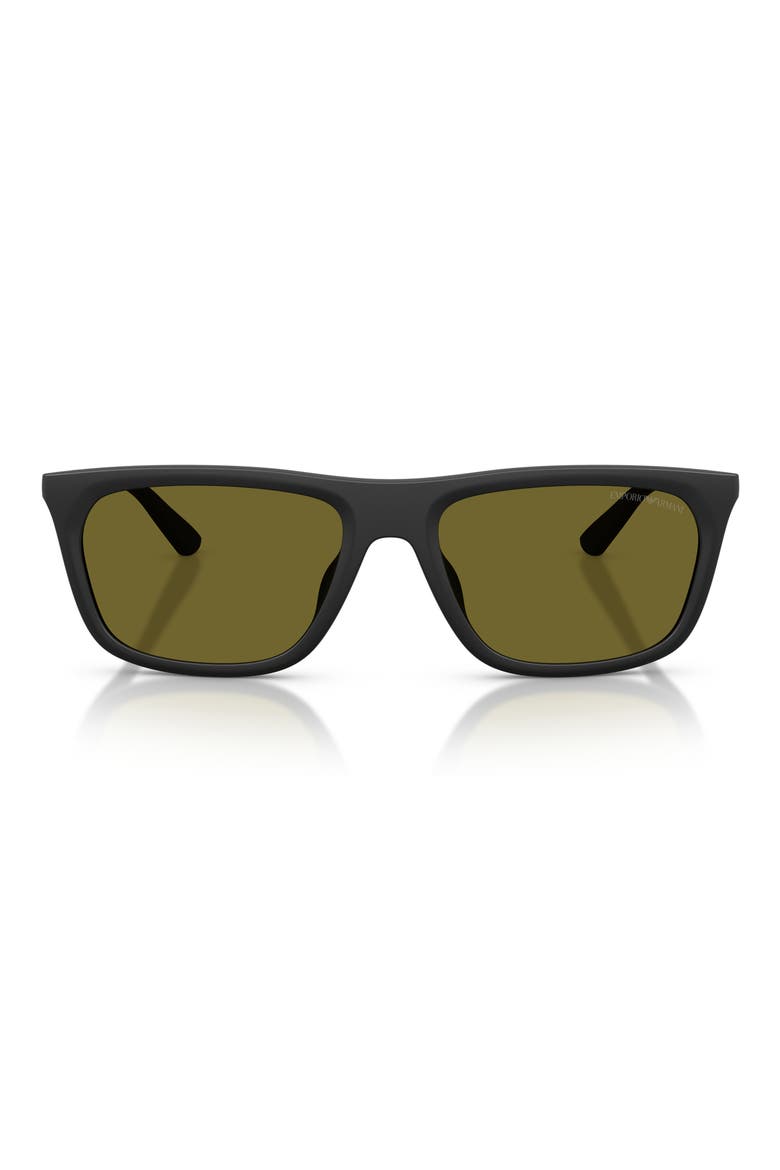 57mm Pillow Sunglasses, Main, color, MATTE BLACK / DARK GREEN