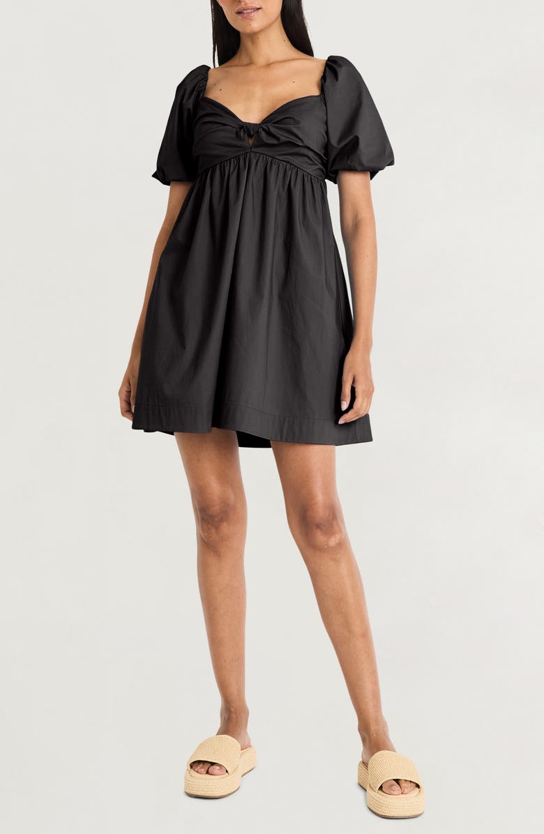 The Good Journey Bubble Sleeve Minidress, Main, color, Black