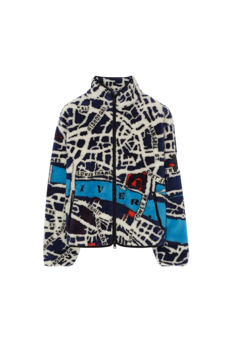 London Map Fleece Jacket, Alternate, color, Marine blue