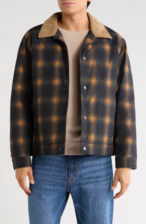 Plaid Faux Shearling Lined Ripstop Shirt Jacket