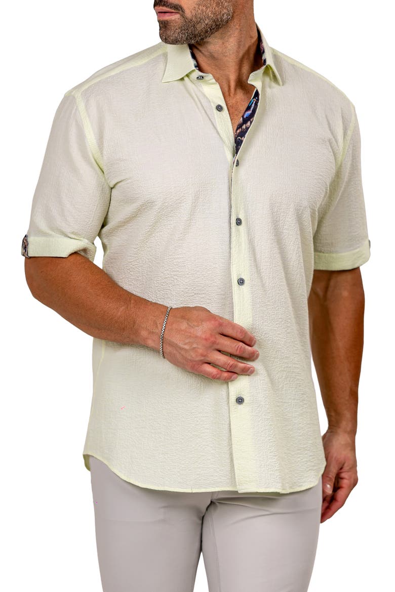 Galileo Marthy Short Sleeve Button-Up Shirt, Alternate, color, YELLOW