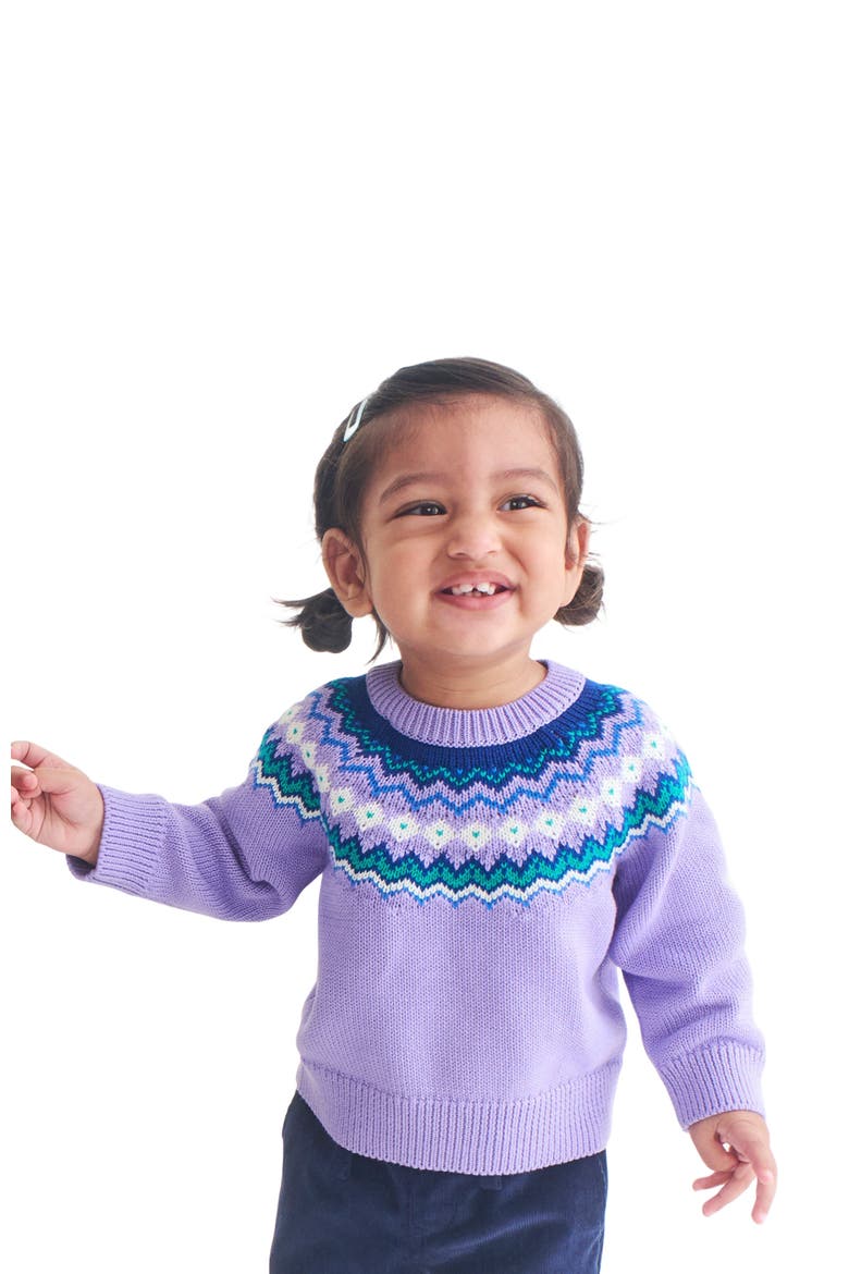 Baby Fair Isle Sweater, Alternate, color, Iris Fairisle