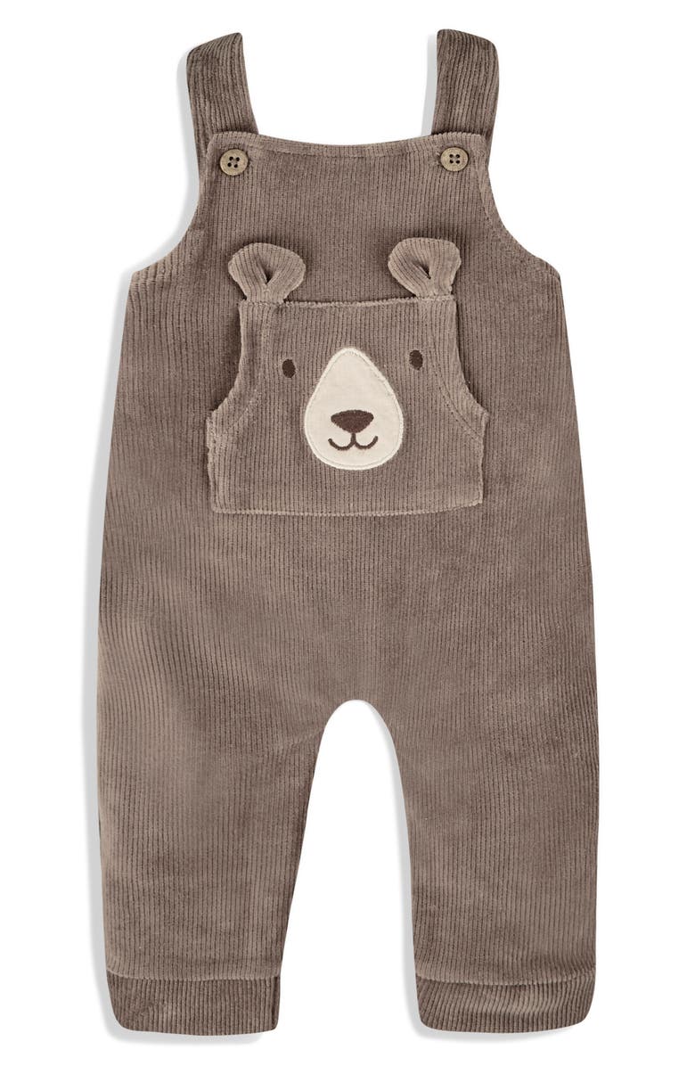 JOJO MAMAN BEBE Stripe Long Sleeve Bodysuit & Bear Appliqué Overalls Set, Alternate, color, 