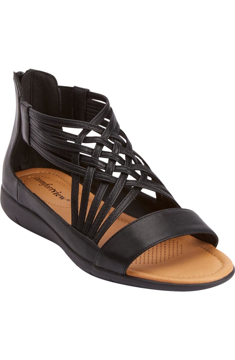 Comfortview The Alicia Sandal, Main, color, Black