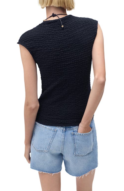Mango Textured Cotton Blend Top In Black