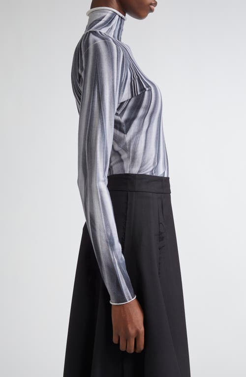 Jason Wu Collection Dancing Pleat Print Merino Wool Turtleneck Sweater In Multi
