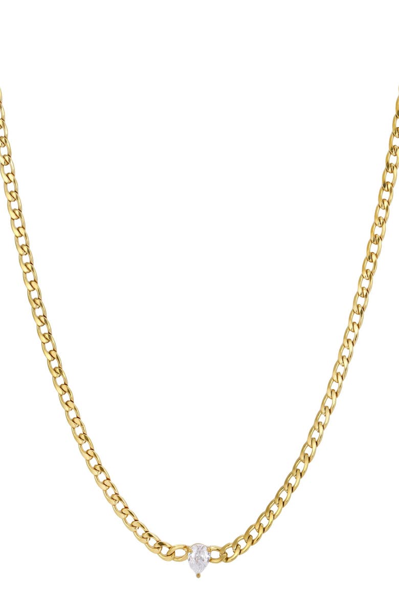 Adornia Cubic Zirconia Chain Necklace, Main, color, Gold