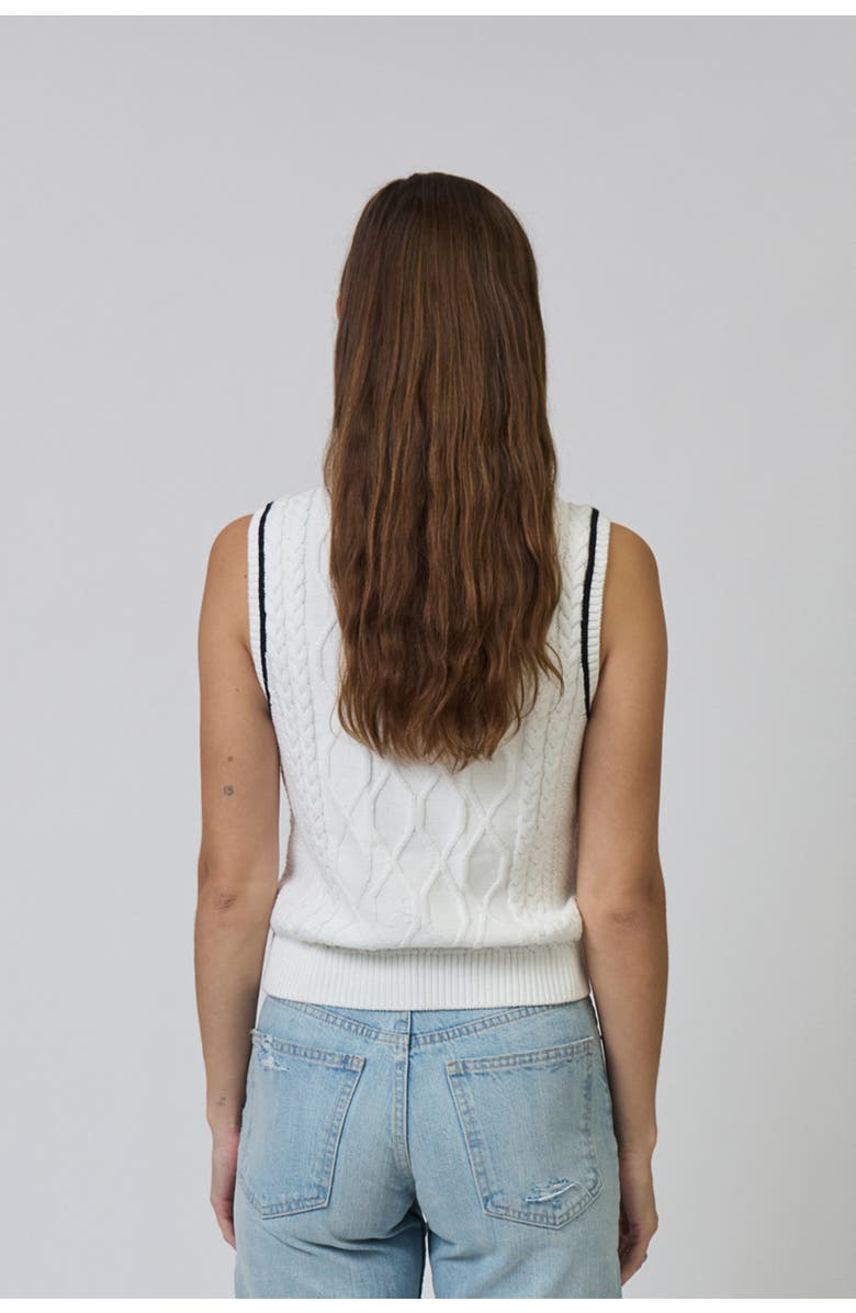 Central Park West Jaden Embroidered Cable Shell, Alternate, color, Ivory