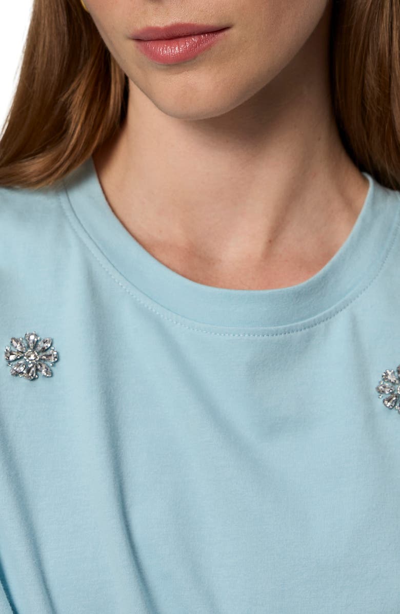 Sanctuary Floral Crystal Embellished Organic Cotton T-Shirt, Alternate, color, Aquamarine Blue