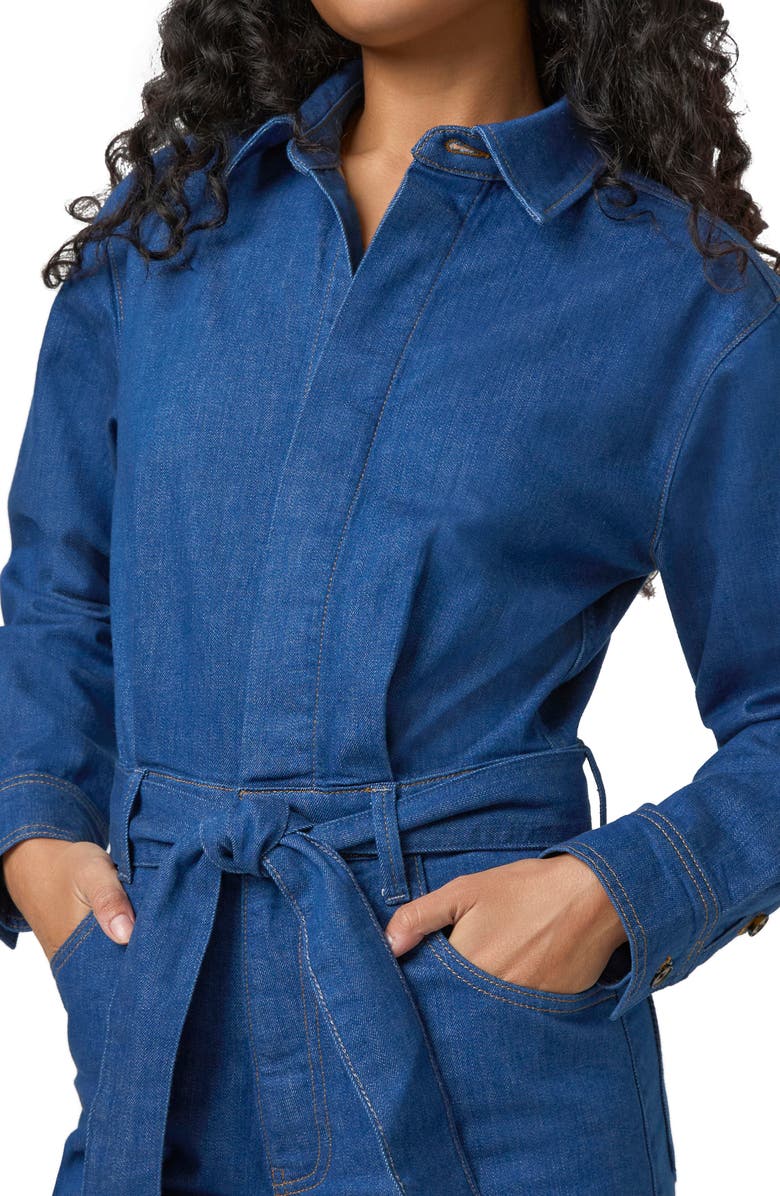 PAIGE Cameron Tie Waist Long Sleeve Wide Leg Denim Jumpsuit, Alternate, color, Maraya