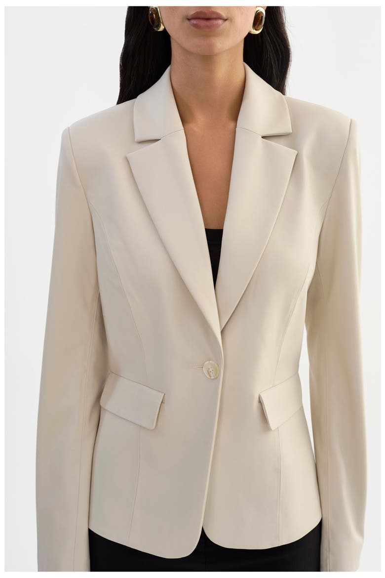 Davie | Faux Leather Fitted Blazer, Alternate, color, Bone